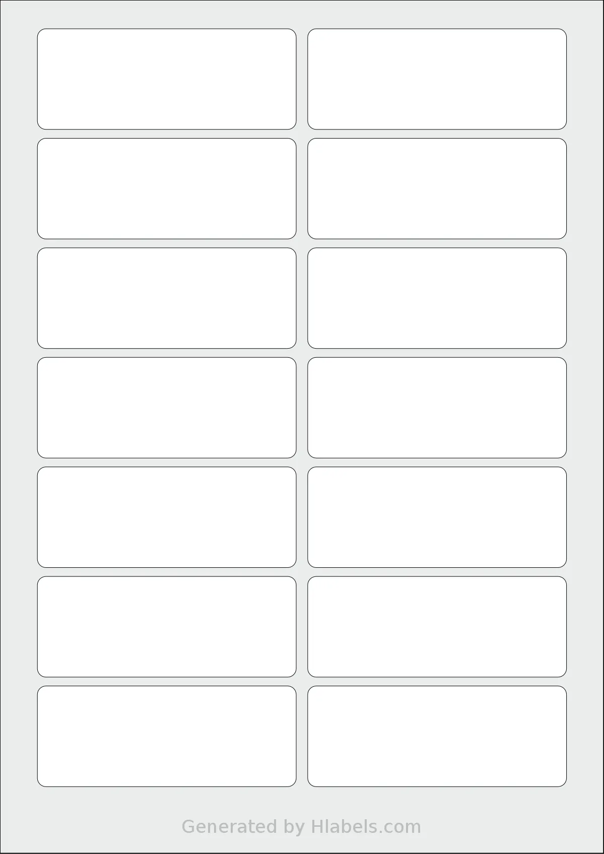 OnlineLabelsAU® 142 template with 14 rectangular 90 x 35 millimeter labels per sheet, on A4-size adhesive blank label sheets.