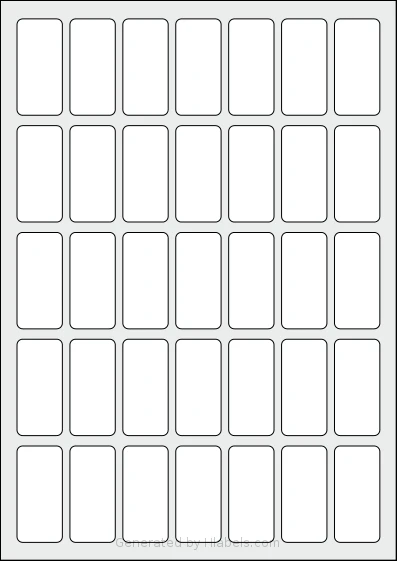 OnlineLabelsAU® 149 template with 35 rectangular 24 x 51 millimeter labels per sheet, on A4-size adhesive blank label sheets.