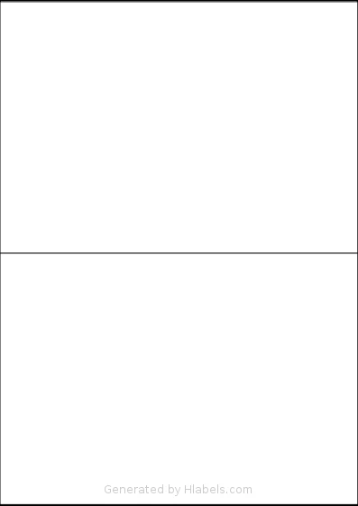OnlineLabelsAU® CL02-1 template with 2 rectangular 210 x 147.5 millimeter labels per sheet, on A4-size adhesive blank label sheets.
