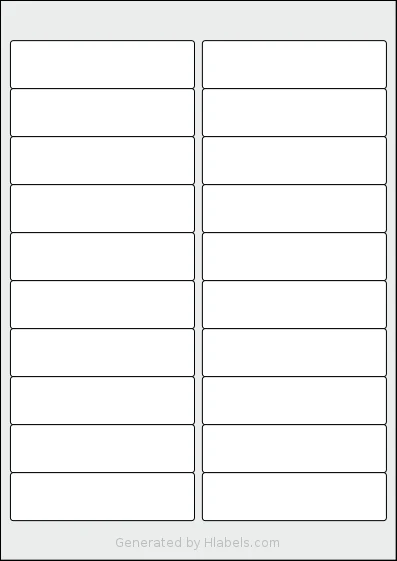 OnlineLabelsAU® CL20-1 template with 20 rectangular 97.4 x 25.4 millimeter labels per sheet, on A4-size adhesive blank label sheets.