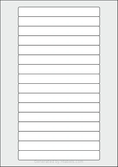 OnlineLabelsAU® VS16-1 template with 16 rectangular 145 x 17 millimeter labels per sheet, on A4-size adhesive blank label sheets.