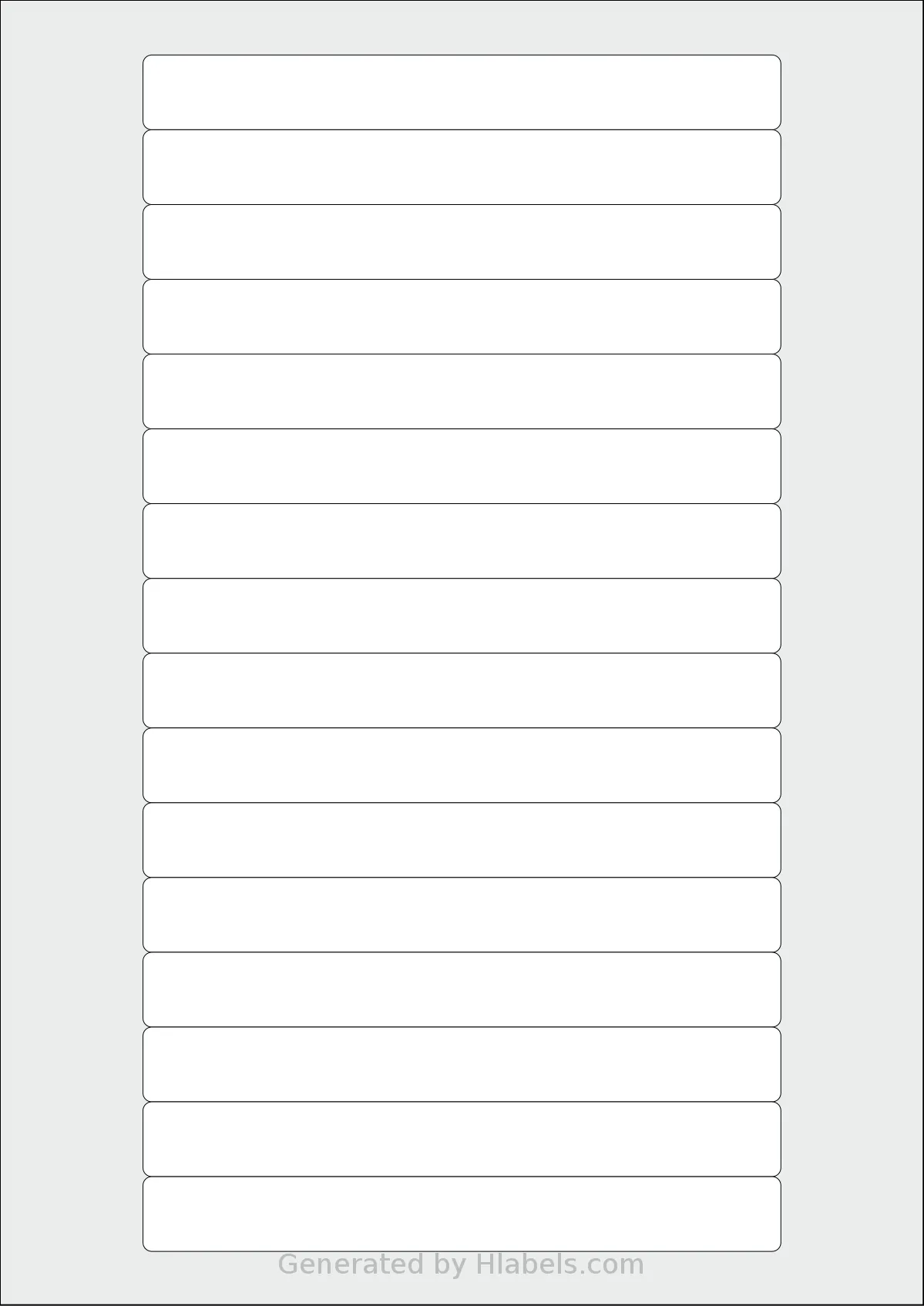 OnlineLabelsAU® VS16-1 template with 16 rectangular 145 x 17 millimeter labels per sheet, on A4-size adhesive blank label sheets.