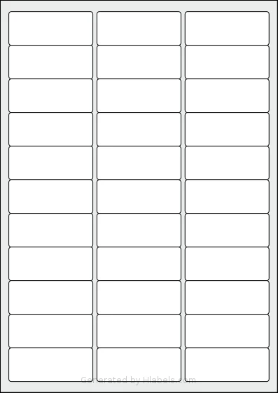 Pimaco® A4056 template with 33 rectangular 63.5 x 25.4 millimeter labels per sheet, on A4-size adhesive blank label sheets.