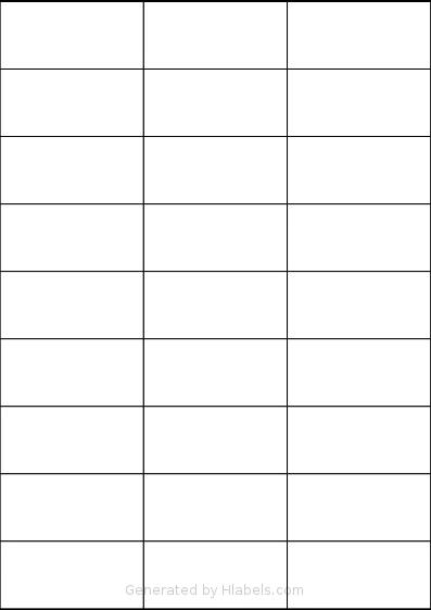 Pimaco® A4370 template with 27 rectangular 69.96 x 32.83 millimeter labels per sheet, on A4-size adhesive blank label sheets.