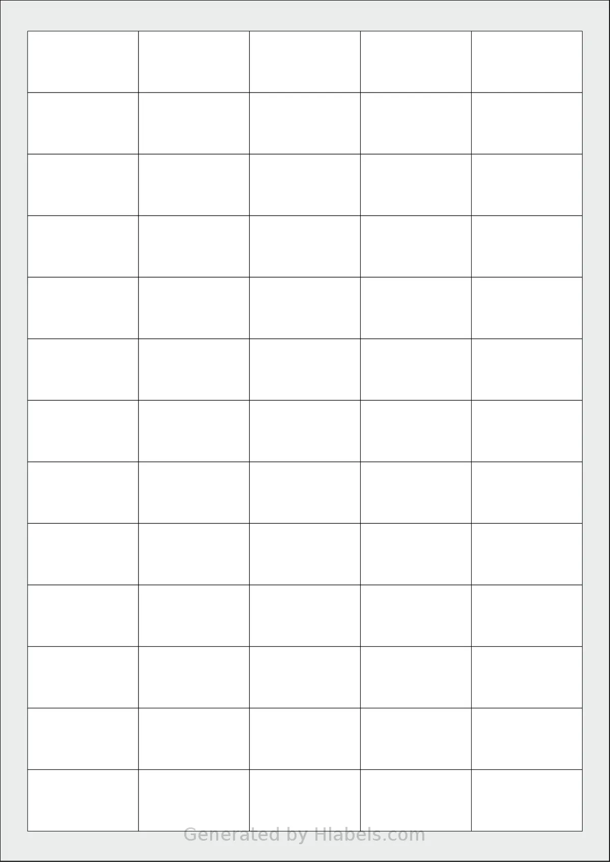 Pimaco® SLA41051 template with 65 rectangular 38.2 x 21.2 millimeter labels per sheet, on A4-size adhesive blank label sheets.