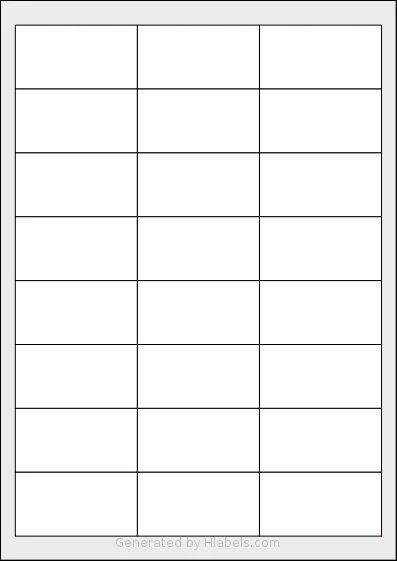 PlanetLabel® PL101650 template with 24 rectangular 64.6 x 33.8 millimeter labels per sheet, on A4-size adhesive blank label sheets.