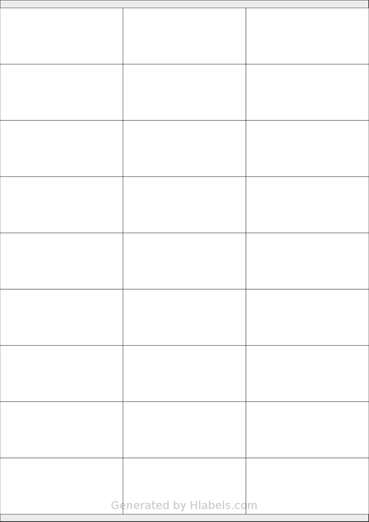 PlanetLabel® PL101673 template with 27 rectangular 70 x 32 millimeter labels per sheet, on A4-size adhesive blank label sheets.