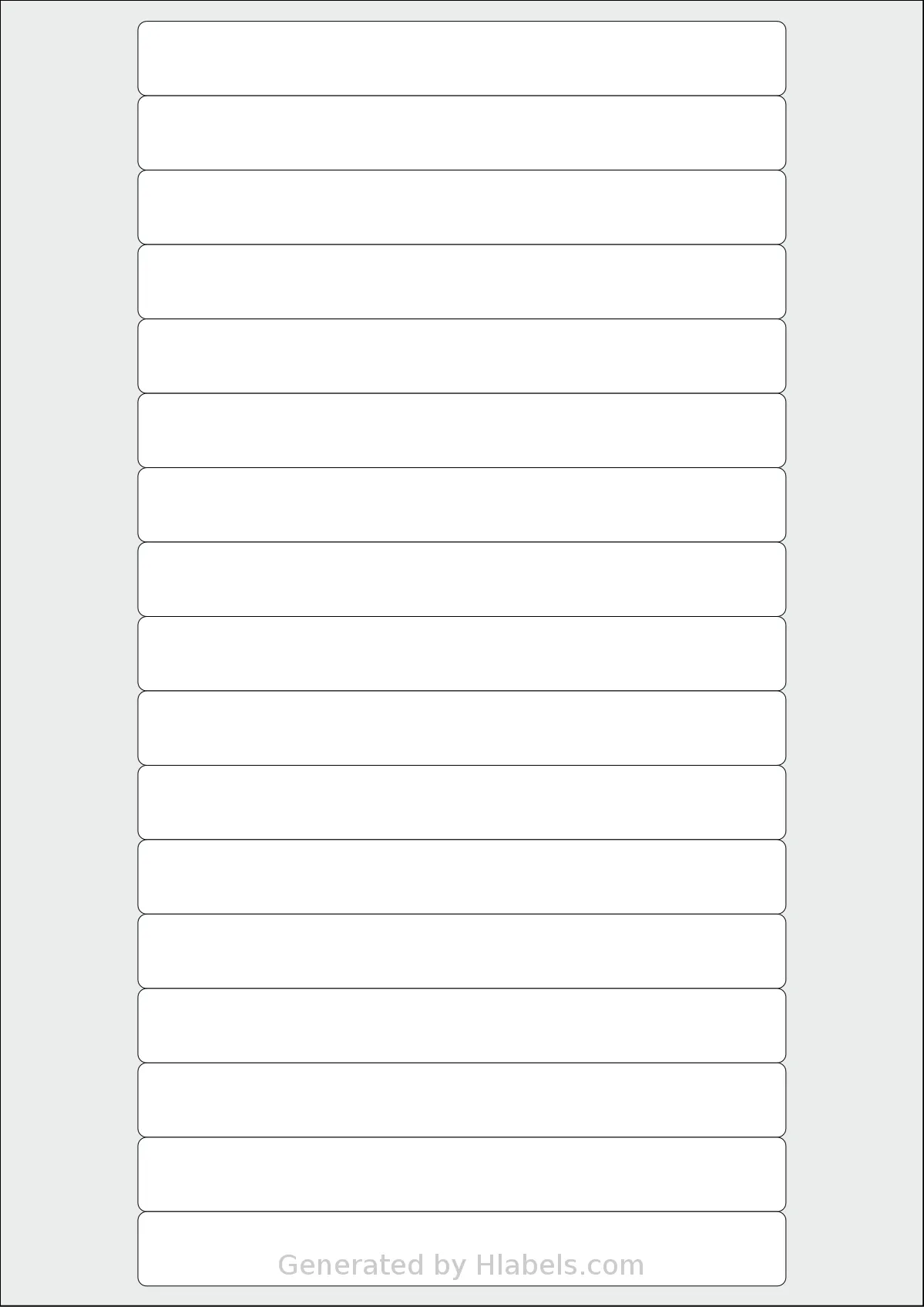 PlanetLabel® PL101950 template with 17 rectangular 147.3 x 16.9 millimeter labels per sheet, on A4-size adhesive blank label sheets.