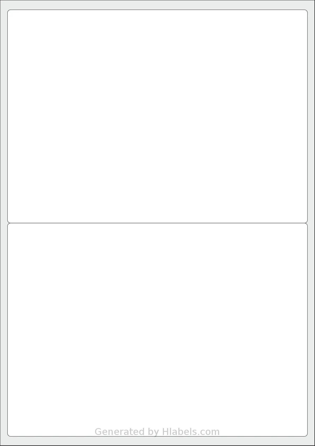 PlanetLabel® PL101957 template with 2 rectangular 200 x 142 millimeter labels per sheet, on A4-size adhesive blank label sheets.