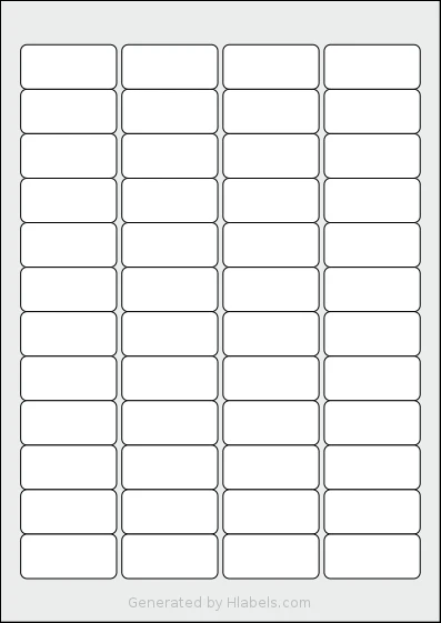 Printation® 1431480-NM template with 48 rectangular 45.7 x 21.2 millimeter labels per sheet, on A4-size adhesive blank label sheets.