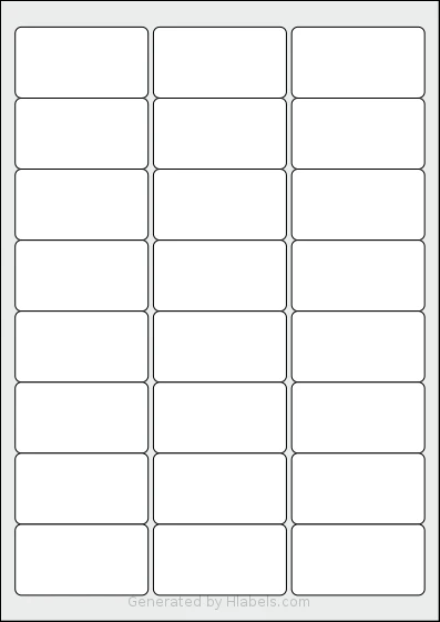 Printation® 1431507-NM Template Printation® 1431507-NM template with 24 rectangular 63.5 x 33.9 millimeter labels per sheet, on A4-size adhesive blank label sheets.