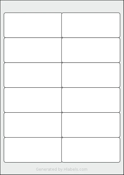 Printation® 1431585-KW template with 12 rectangular 99.1 x 42.3 millimeter labels per sheet, on A4-size adhesive blank label sheets.