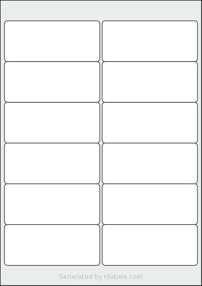 Printation® 1431585-NM template with 12 rectangular 99.1 x 42.3 millimeter labels per sheet, on A4-size adhesive blank label sheets.