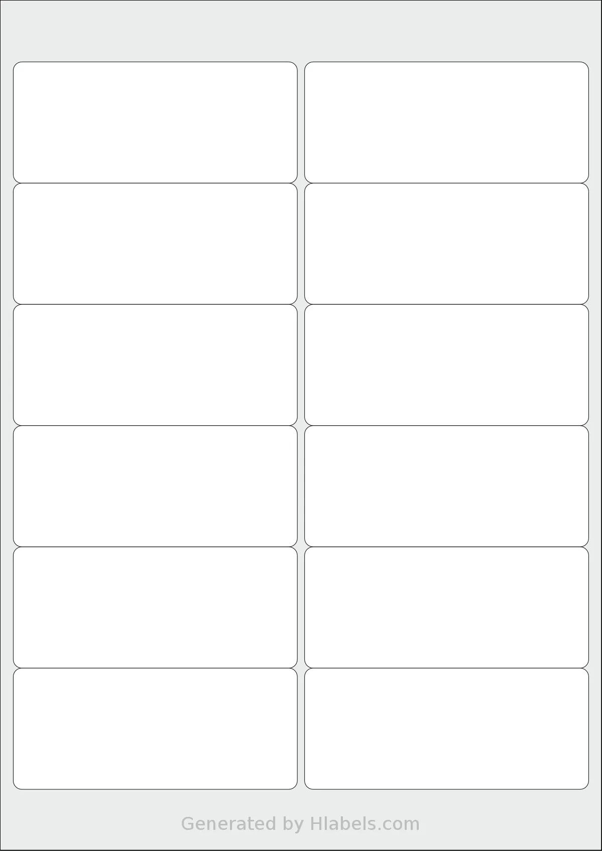 Printation® 1431585-NM template with 12 rectangular 99.1 x 42.3 millimeter labels per sheet, on A4-size adhesive blank label sheets.