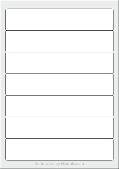 Printation® 1509374-GP template with 7 rectangular 190 x 38 millimeter labels per sheet, on A4-size adhesive blank label sheets.