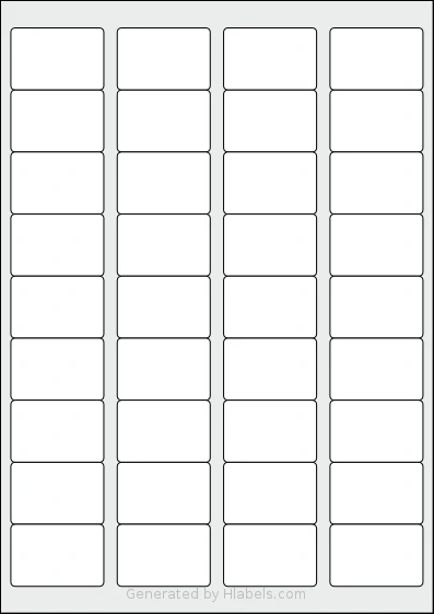Printation® 1548812-NP template with 36 rectangular 45 x 30 millimeter labels per sheet, on A4-size adhesive blank label sheets.