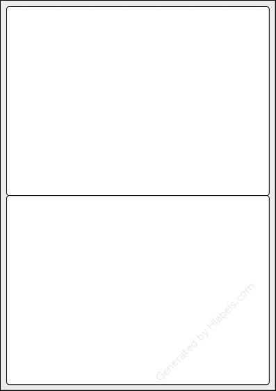 Printec® A0020 template with 2 rectangular 199.9 x 143.5 millimeter labels per sheet, on A4-size adhesive blank label sheets.