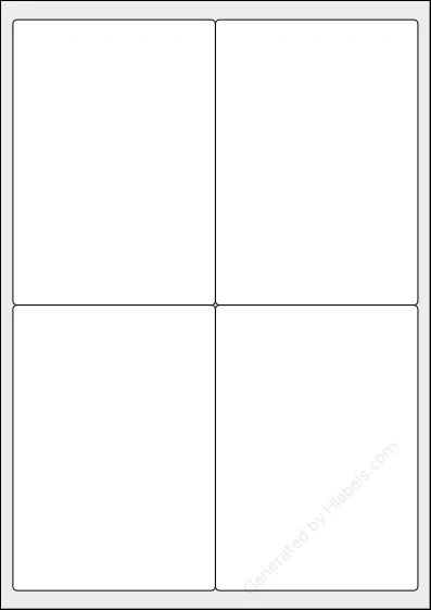 Printec® A0040 template with 4 rectangular 98.7 x 138.9 millimeter labels per sheet, on A4-size adhesive blank label sheets.