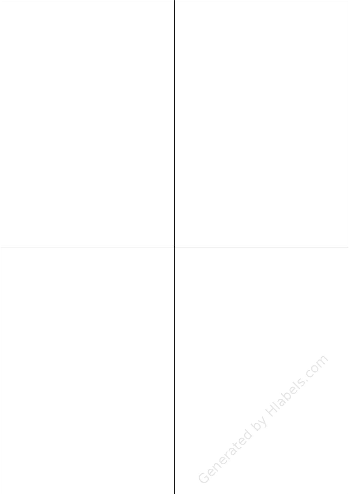 Printec® A0041 template with 4 rectangular 105 x 148.5 millimeter labels per sheet, on A4-size adhesive blank label sheets.