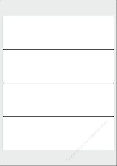 Printec® A0042 template with 4 rectangular 200 x 60 millimeter labels per sheet, on A4-size adhesive blank label sheets.