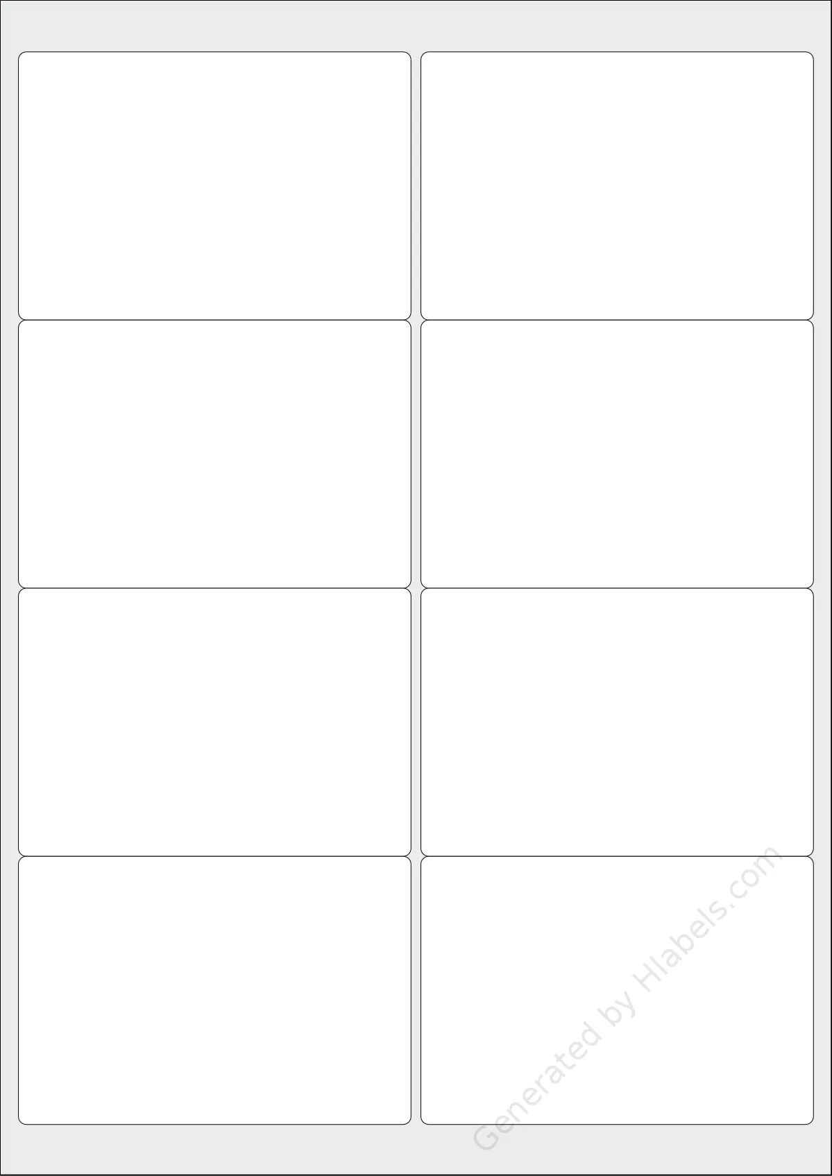 Printec® A0080 template with 8 rectangular 99.1 x 67.7 millimeter labels per sheet, on A4-size adhesive blank label sheets.