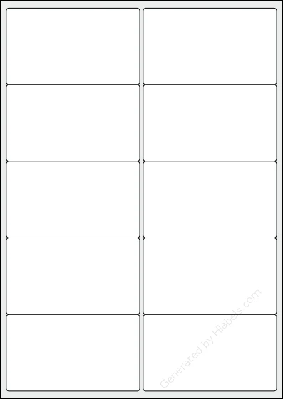 Printec® A0100 template with 10 rectangular 99.1 x 57 millimeter labels per sheet, on A4-size adhesive blank label sheets.