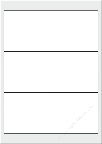 Printec® A0121 template with 12 rectangular 97 x 42.3 millimeter labels per sheet, on A4-size adhesive blank label sheets.