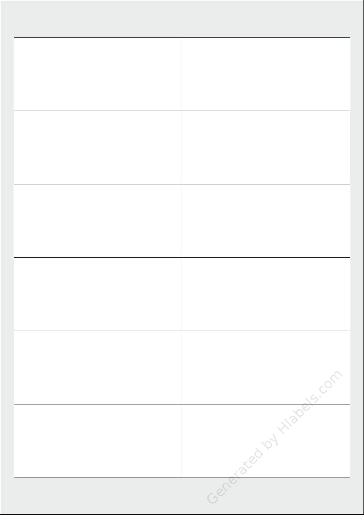 Printec® A0121 template with 12 rectangular 97 x 42.3 millimeter labels per sheet, on A4-size adhesive blank label sheets.