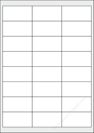 Printec® A0243 template with 24 rectangular 66 x 33.8 millimeter labels per sheet, on A4-size adhesive blank label sheets.