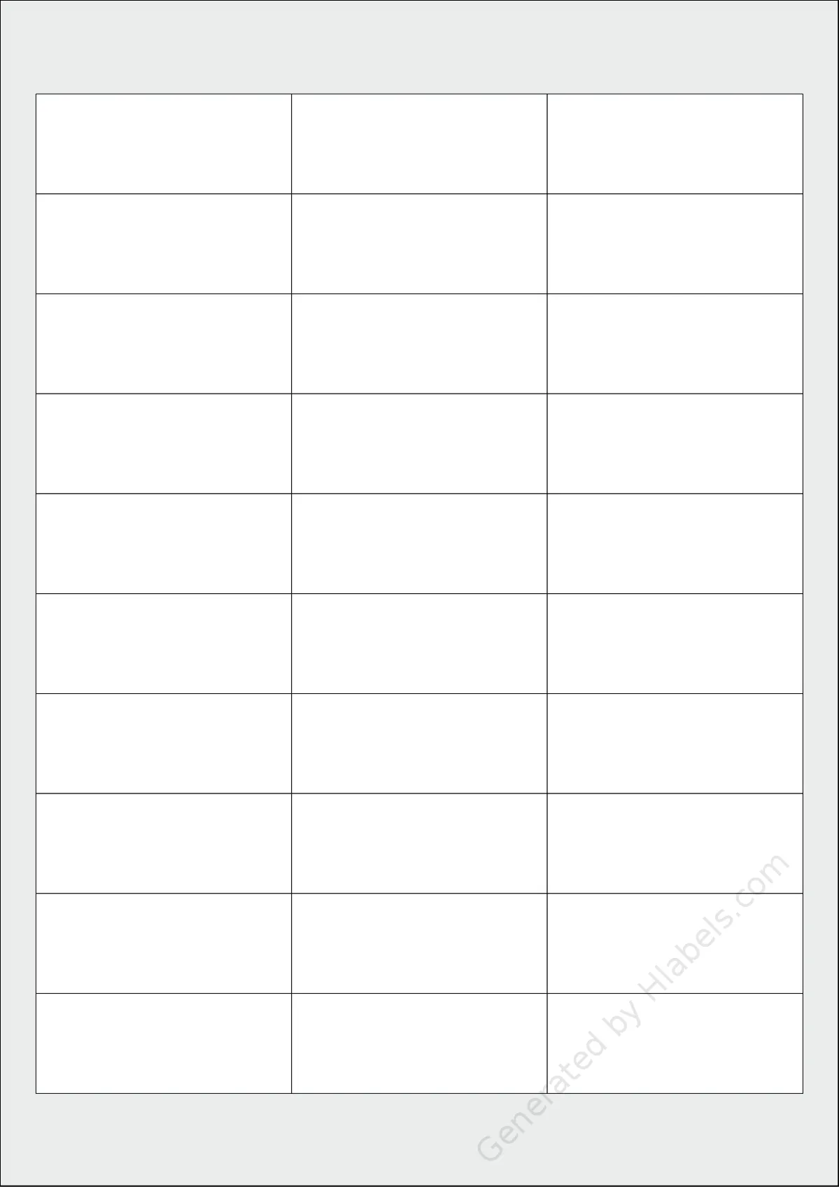 Printec® A0302 template with 30 rectangular 64 x 25 millimeter labels per sheet, on A4-size adhesive blank label sheets.