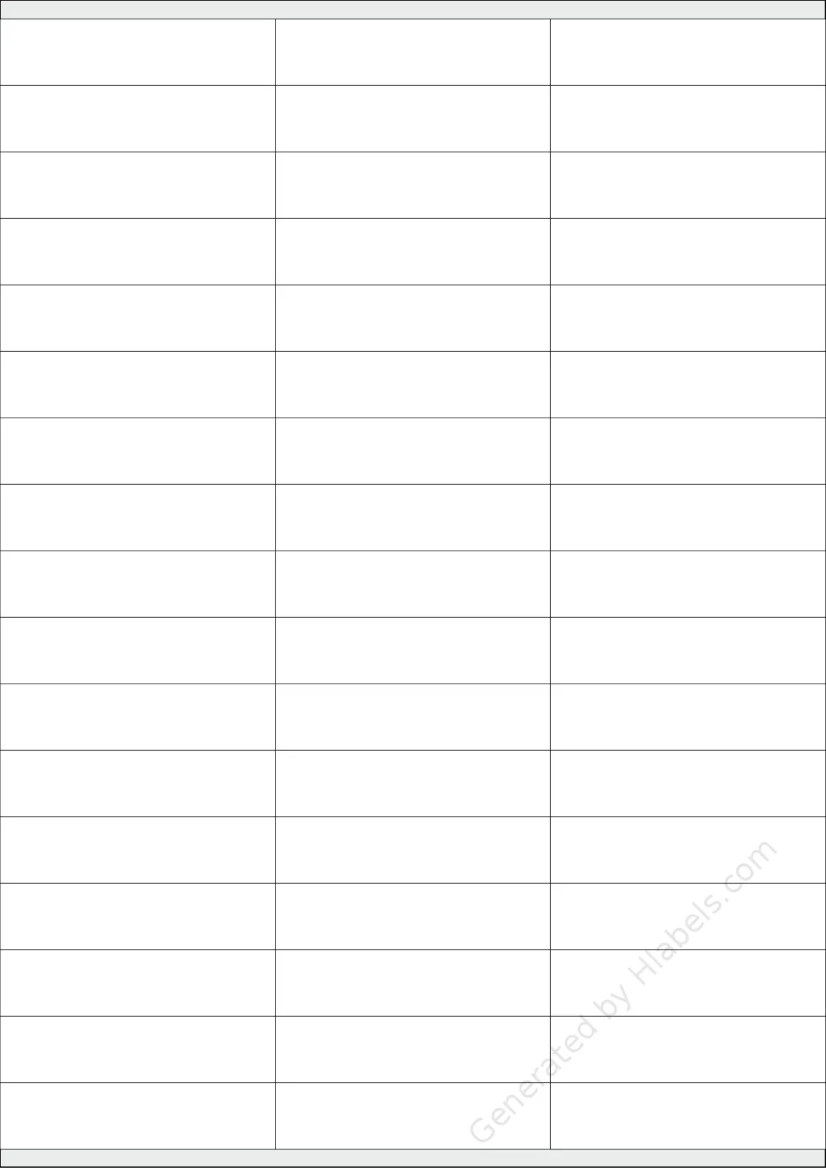 Printec® A0510 template with 51 rectangular 70 x 16.9 millimeter labels per sheet, on A4-size adhesive blank label sheets.