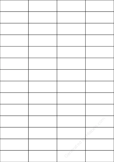 Printec® A0560 template with 56 rectangular 52.5 x 21.2 millimeter labels per sheet, on A4-size adhesive blank label sheets.