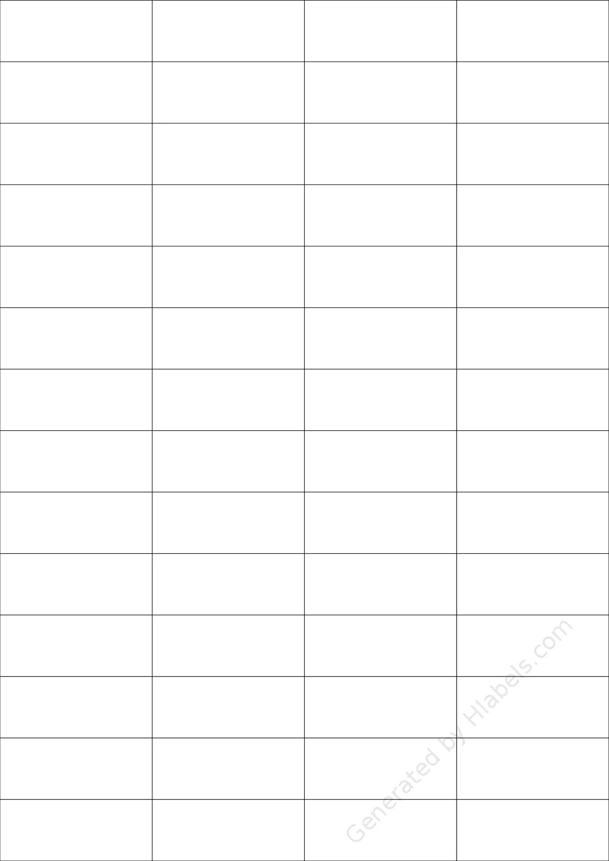 Printec® A0560 template with 56 rectangular 52.5 x 21.2 millimeter labels per sheet, on A4-size adhesive blank label sheets.