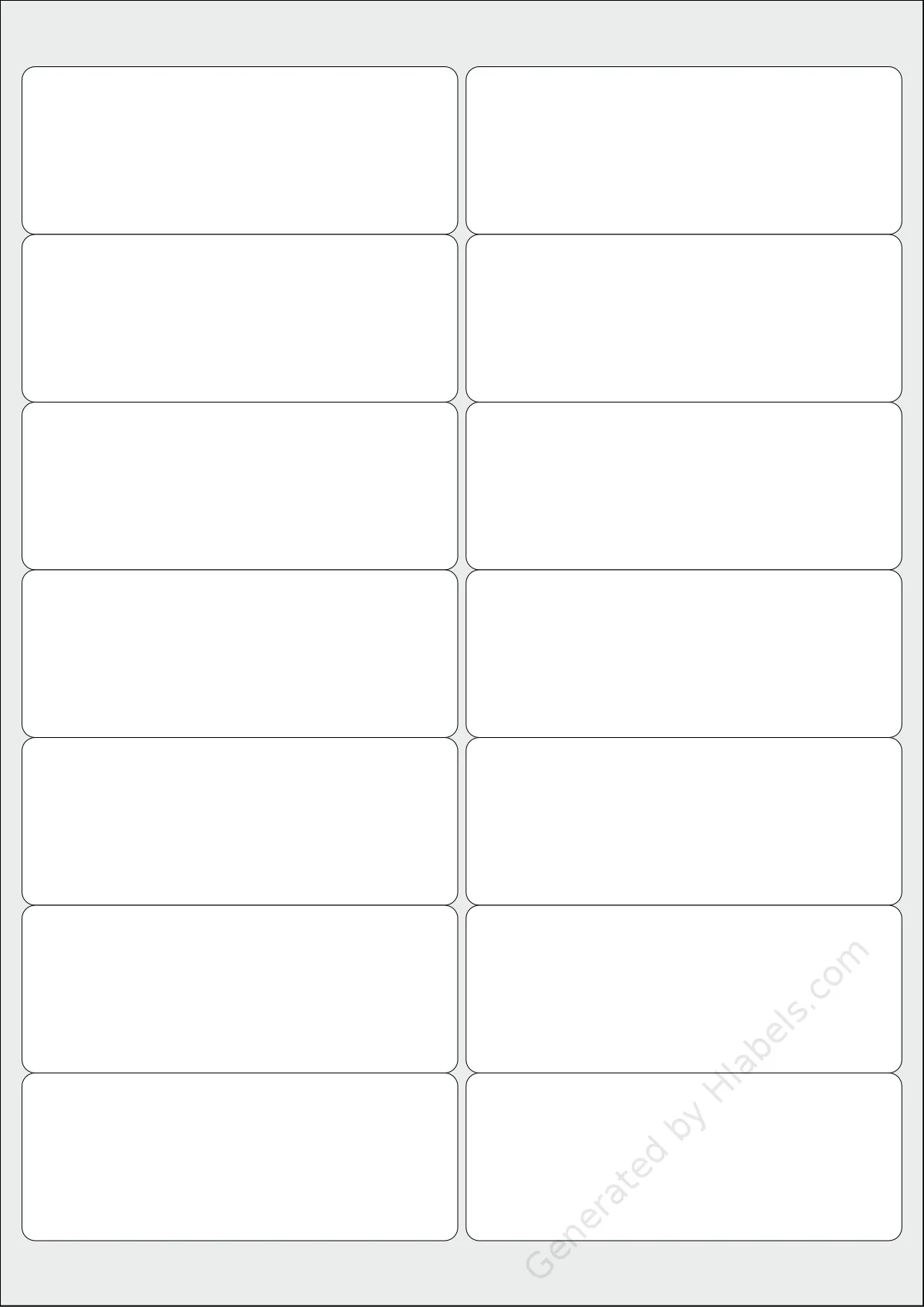 Printec® AA0140 template with 14 rectangular 99.06 x 38.1 millimeter labels per sheet, on A4-size adhesive blank label sheets.