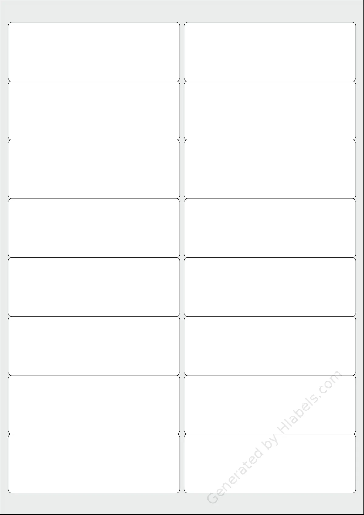 Printec® AA0160 template with 16 rectangular 99.1 x 33.9 millimeter labels per sheet, on A4-size adhesive blank label sheets.