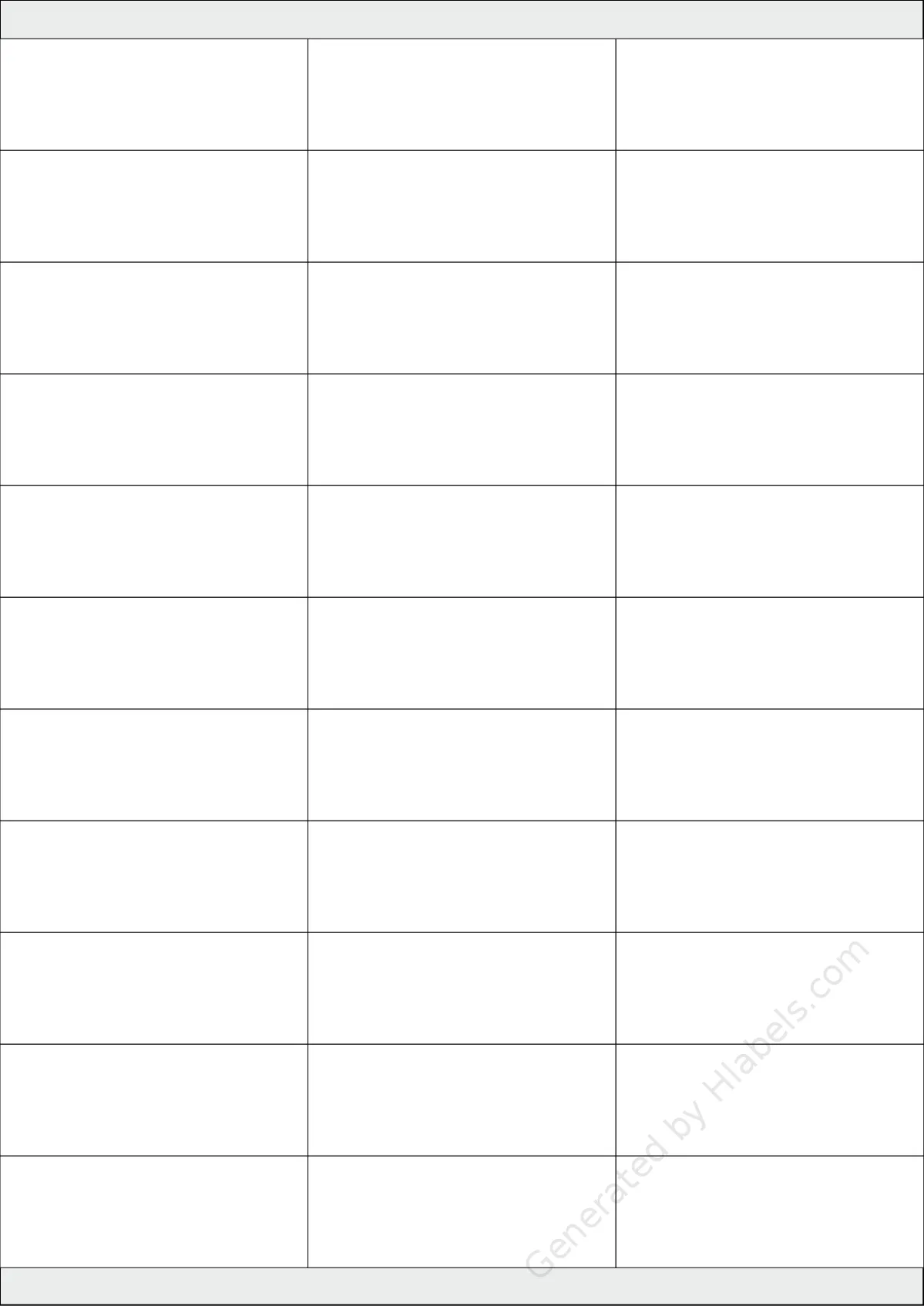 Printec® AA0330 template with 33 rectangular 70 x 25.4 millimeter labels per sheet, on A4-size adhesive blank label sheets.