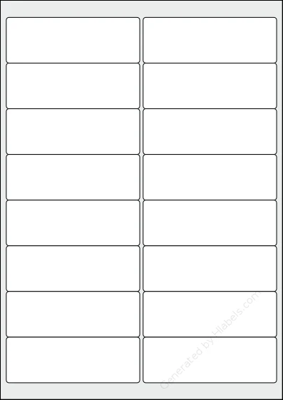 Printec® AT0160S template with 16 rectangular 99.1 x 33.9 millimeter labels per sheet, on A4-size adhesive blank label sheets.