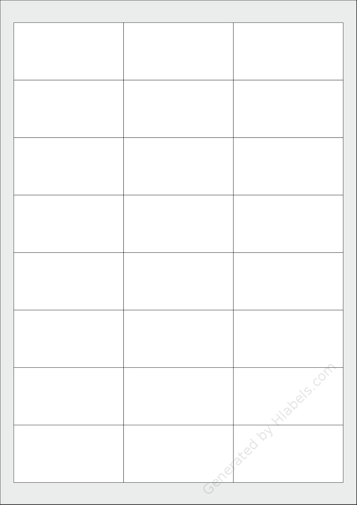 Printec® E0246 template with 24 rectangular 64.6 x 33.8 millimeter labels per sheet, on A4-size adhesive blank label sheets.