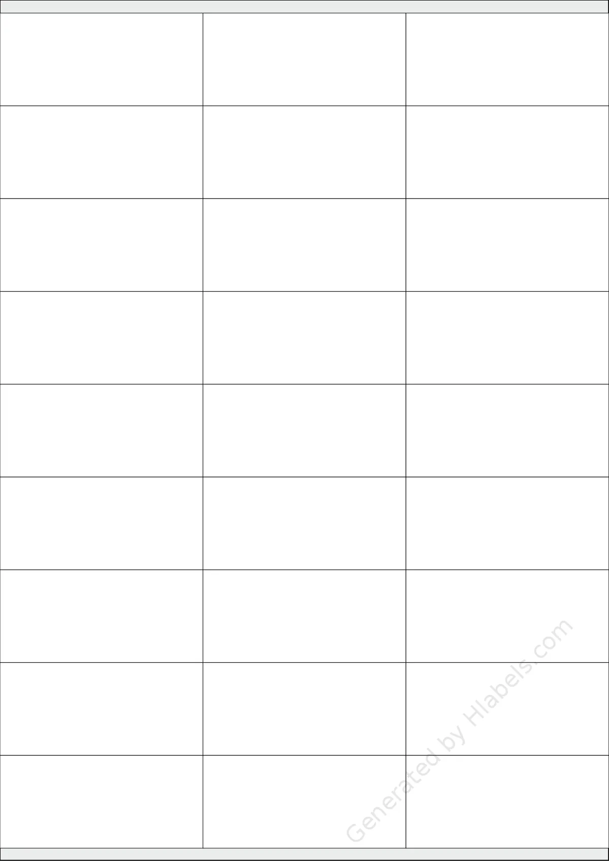 Printec® E0270 template with 27 rectangular 70 x 32 millimeter labels per sheet, on A4-size adhesive blank label sheets.