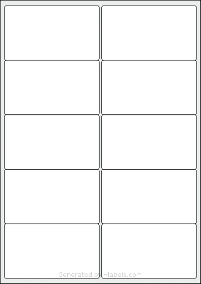 Redfern® 10UP-B template with 10 rectangular 99.1 x 57 millimeter labels per sheet, on A4-size adhesive blank label sheets.