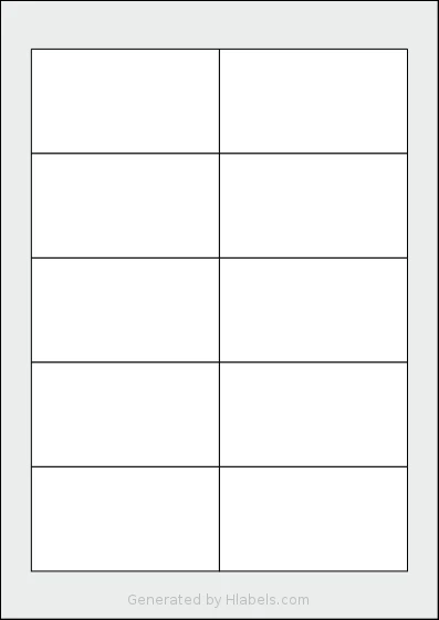 Redfern® 10UP-BU template with 10 rectangular 90 x 50 millimeter labels per sheet, on A4-size adhesive blank label sheets.
