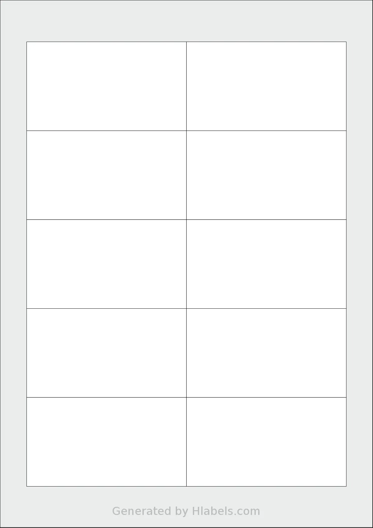 Redfern® 10UP-BU template with 10 rectangular 90 x 50 millimeter labels per sheet, on A4-size adhesive blank label sheets.