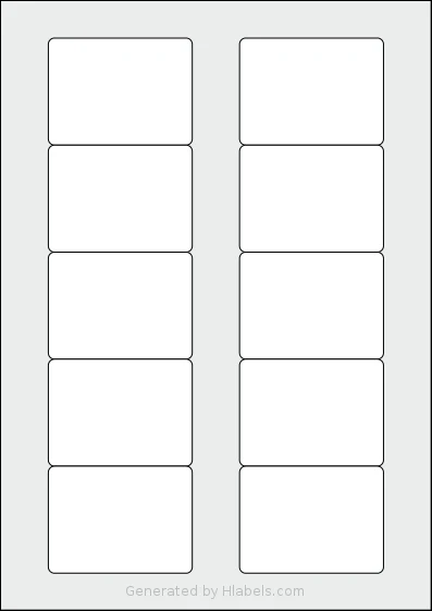 Redfern® 10UP-DF template with 10 rectangular 70 x 52 millimeter labels per sheet, on A4-size adhesive blank label sheets.