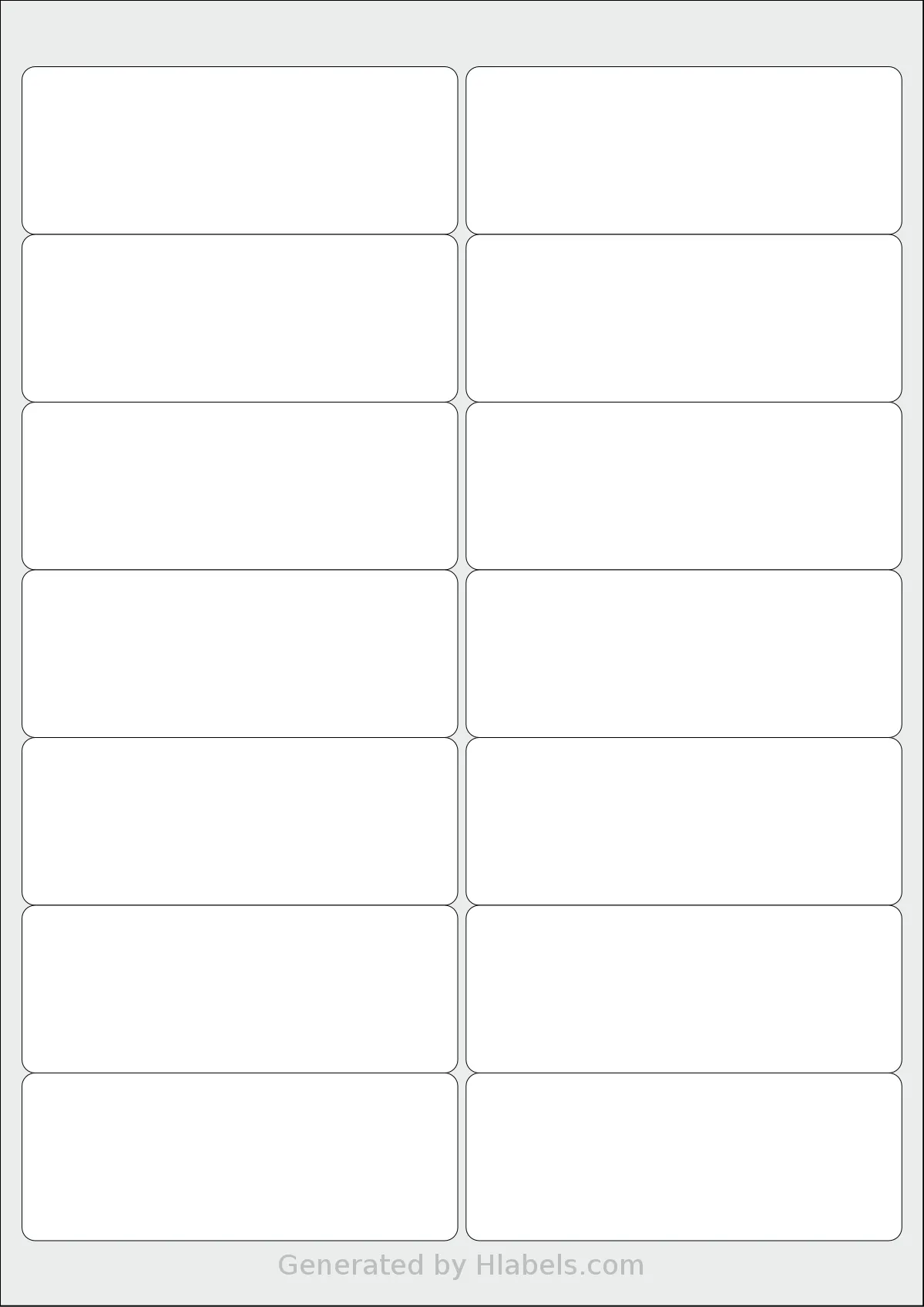 Redfern® 14UP-B template with 14 rectangular 99.06 x 38.1 millimeter labels per sheet, on A4-size adhesive blank label sheets.