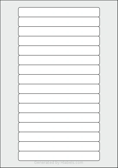 Redfern® 16UP-VS template with 16 rectangular 144.78 x 16.933 millimeter labels per sheet, on A4-size adhesive blank label sheets.