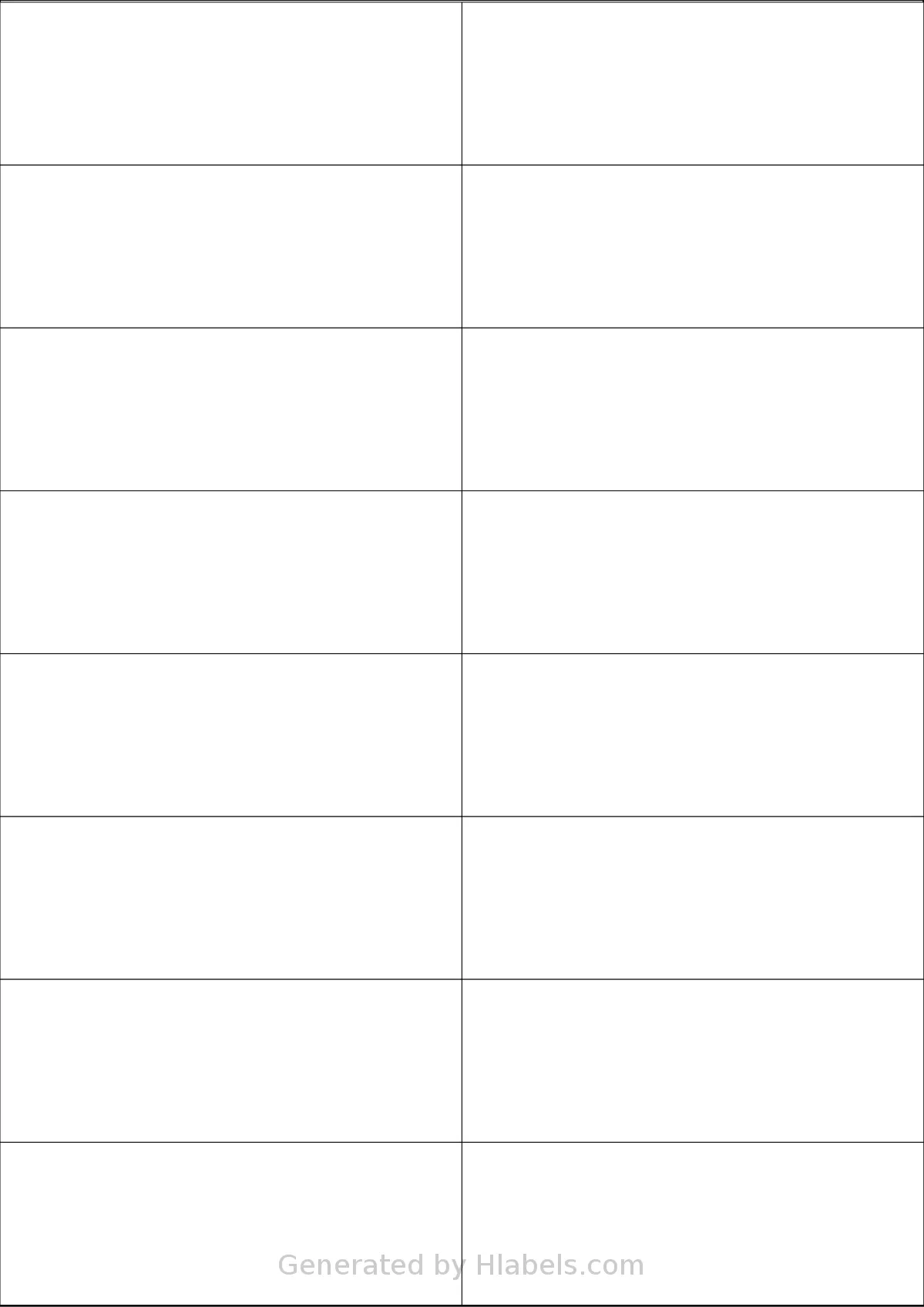 Redfern® 16UP template with 16 rectangular 105 x 37 millimeter labels per sheet, on A4-size adhesive blank label sheets.