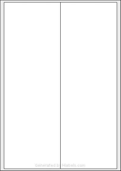Redfern® 2UP-L template with 2 rectangular 98 x 289 millimeter labels per sheet, on A4-size adhesive blank label sheets.