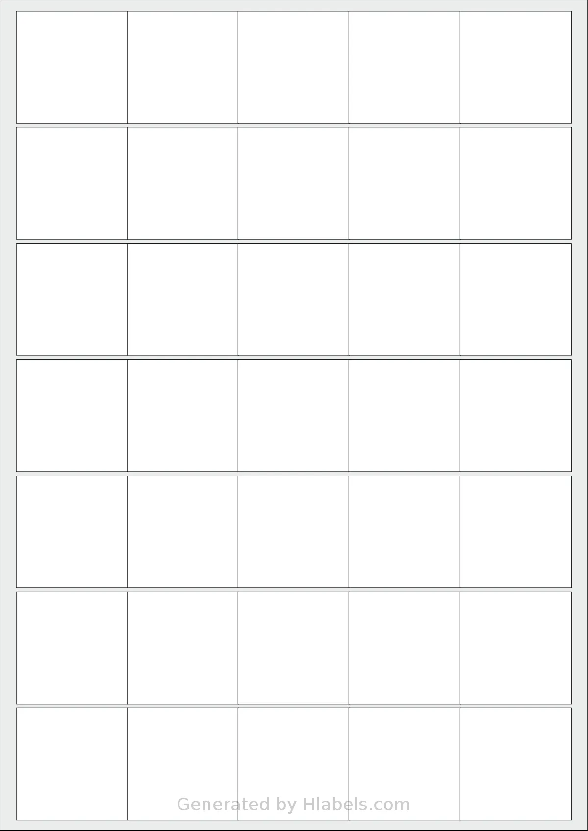 Redfern® 35UP template with 35 square 40 x 40 millimeter labels per sheet, on A4-size adhesive blank label sheets.