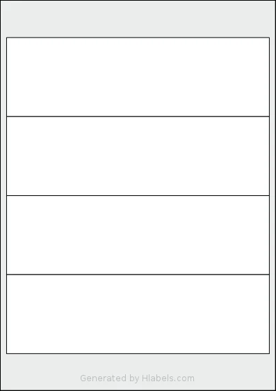 Redfern® 4UP-LA template with 4 rectangular 200 x 60 millimeter labels per sheet, on A4-size adhesive blank label sheets.