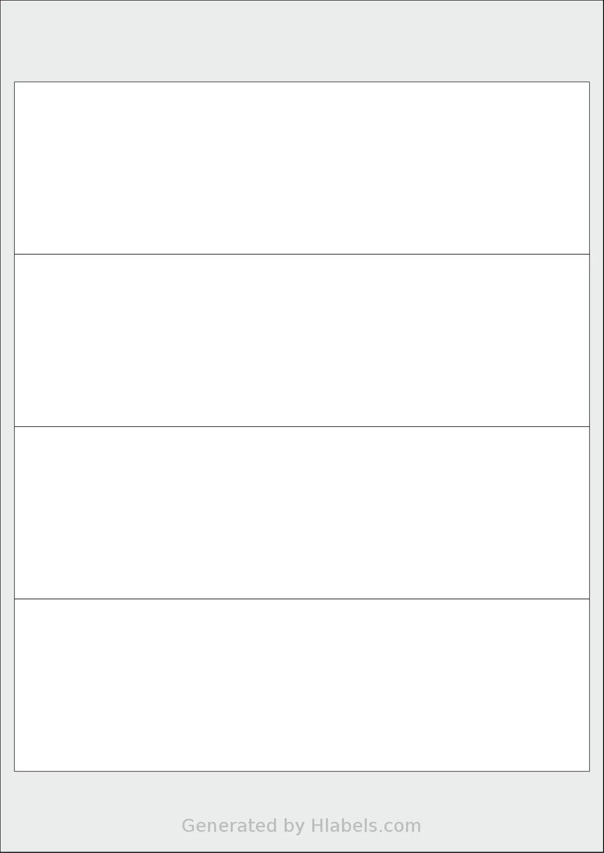 Redfern® 4UP-LA template with 4 rectangular 200 x 60 millimeter labels per sheet, on A4-size adhesive blank label sheets.
